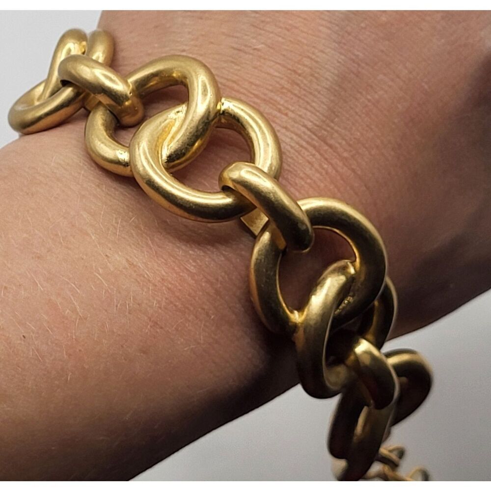 STELLA & DOT Gold Tone Chunky Link Bracelet 10in adjustable